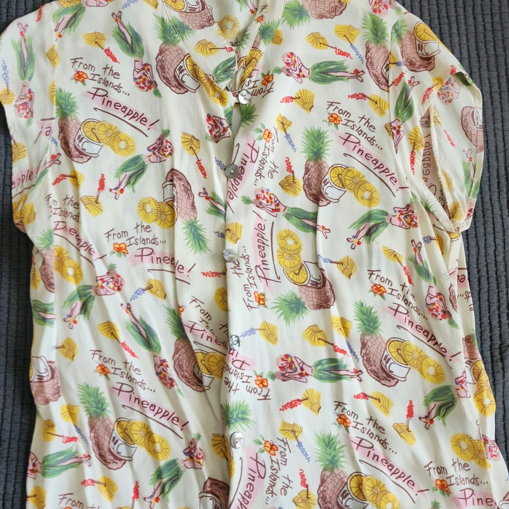 Pineapple Print Button Down Shirt - image 1